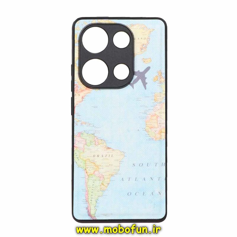 قاب گوشی Redmi Note 13 Pro 4G / Poco M6 Pro 4G شیائومی اورجینال فانتزی سوزنی HARD چرمی درجه یک محافظ لنزدار طرح جهانگرد کد 21289