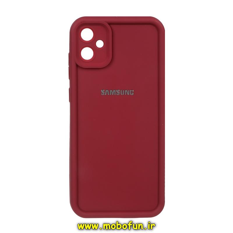 قاب گوشی Galaxy A05 سامسونگ طرح سیلیکونی Solid محافظ لنزدار زرشکی کد 21381