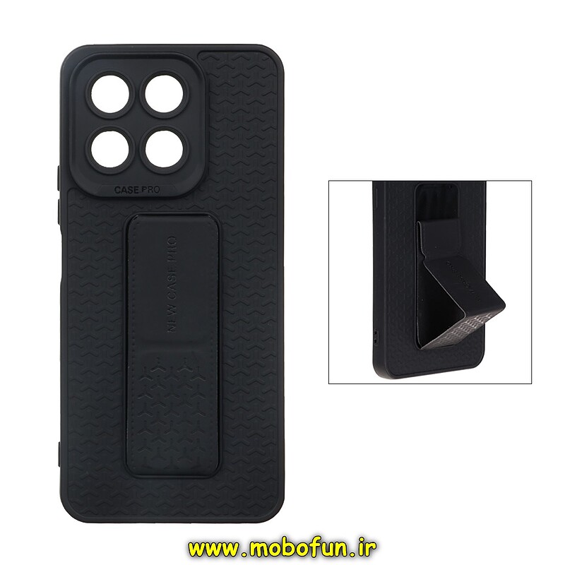 قاب گوشی Honor X8A آنر سیلیکونی NEW CASE PRO محافظ لنز دار استند دار مشکی کد 21429