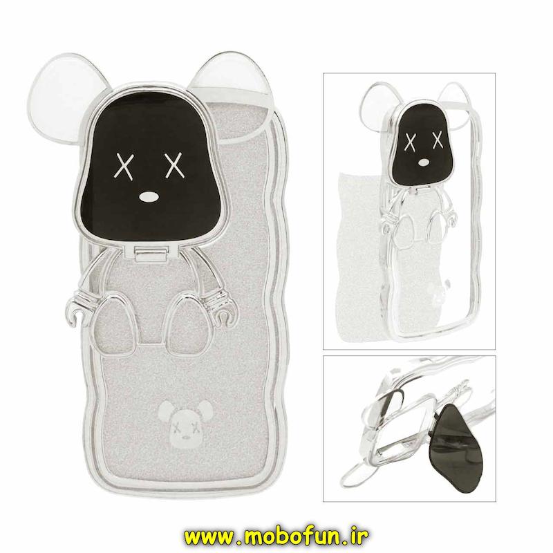 قاب گوشی iPhone 14 Pro Max آیفون طرح بالشتی KAWS استندشو محافظ لنز دار نقره ای کد 21434