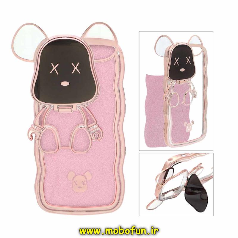 قاب گوشی iPhone 14 Pro Max آیفون طرح بالشتی KAWS استندشو محافظ لنز دار صورتی کد 21436