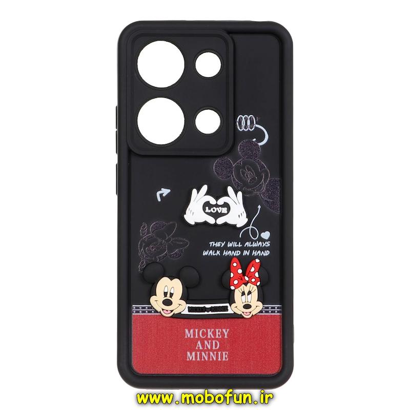 قاب گوشی Redmi Note 13 Pro 4G / Poco M6 Pro 4G شیائومی سیلیکونی Solid برجسته محافظ لنزدار طرح میکی موس و مینی موس مشکی کد 21648