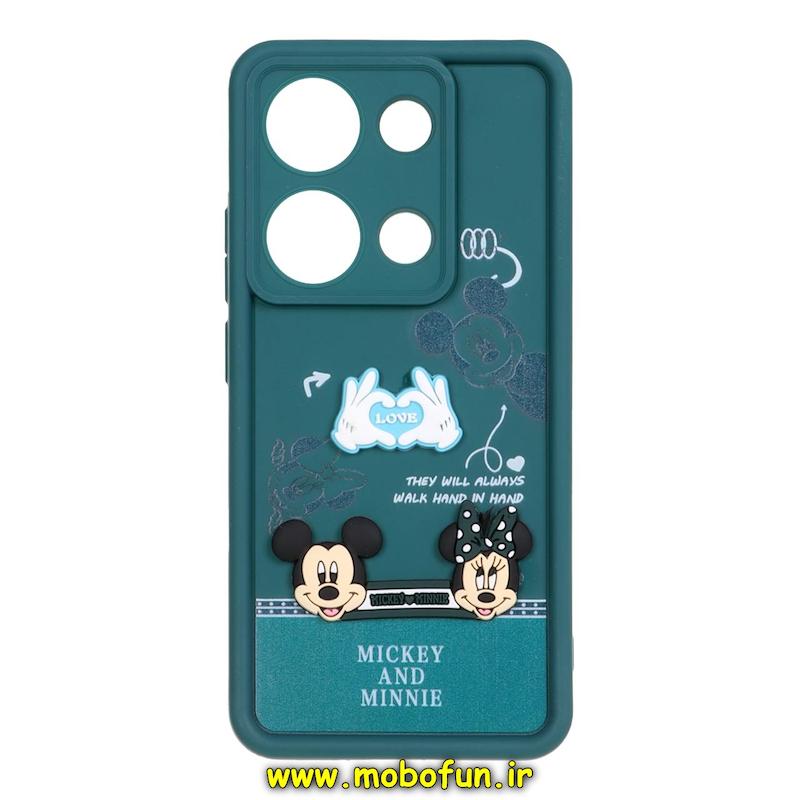 قاب گوشی Redmi Note 13 Pro 4G / Poco M6 Pro 4G شیائومی سیلیکونی Solid برجسته محافظ لنزدار طرح میکی موس و مینی موس سبز کد 21651