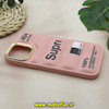 قاب گوشی iPhone 13 Pro Max آیفون طرح دار پافر سیلیکونی متال طرح Supreme صورتی کد 12113