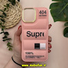 قاب گوشی iPhone 13 Pro Max آیفون طرح دار پافر سیلیکونی متال طرح Supreme صورتی کد 12113