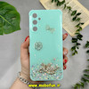 قاب گوشی Galaxy A05S سامسونگ طرح برجسته رزینی مرواریدی لاکچری ایربگ دار محافظ لنز دار سبز کد 12132