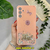 قاب گوشی Galaxy A15 سامسونگ طرح برجسته رزینی مرواریدی لاکچری ایربگ دار محافظ لنز دار نارنجی کد 12135
