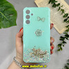 قاب گوشی Galaxy A15 سامسونگ طرح برجسته رزینی مرواریدی لاکچری ایربگ دار محافظ لنز دار سبز کد 12139