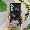 قاب گوشی Galaxy A25 سامسونگ طرح برجسته رزینی مرواریدی لاکچری ایربگ دار محافظ لنز دار مشکی کد 12143