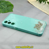 قاب گوشی Galaxy A25 سامسونگ طرح برجسته رزینی مرواریدی لاکچری ایربگ دار محافظ لنز دار سبز کد 12144