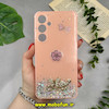 قاب گوشی Galaxy A35 سامسونگ طرح برجسته رزینی مرواریدی لاکچری ایربگ دار محافظ لنز دار نارنجی کد 12146