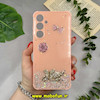 قاب گوشی Galaxy A55 سامسونگ طرح برجسته رزینی مرواریدی لاکچری ایربگ دار محافظ لنز دار نارنجی کد 12151
