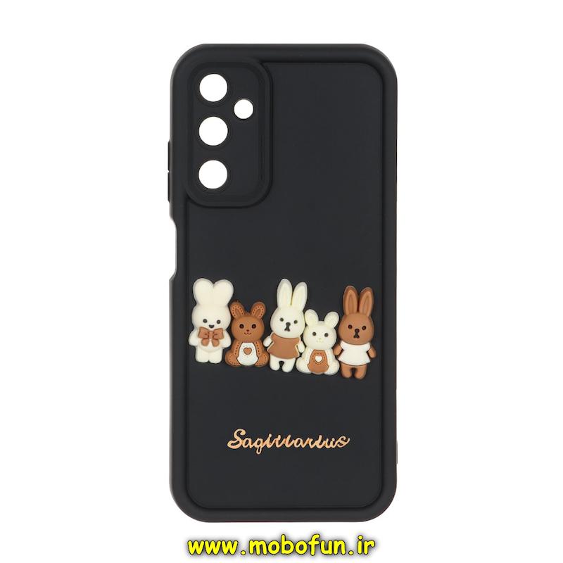 قاب گوشی Galaxy A05S سامسونگ طرح سیلیکونی Solid عروسکی برجسته محافظ لنزدار طرح خانواده خرگوش مشکی کد 21673