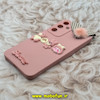 قاب گوشی Galaxy A35 سامسونگ طرح سیلیکونی ژله ای سه بعدی برجسته عروسکی محافظ لنز دار پام پام صورتی کد 12446