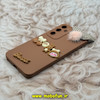 قاب گوشی Galaxy A35 سامسونگ طرح سیلیکونی ژله ای سه بعدی برجسته عروسکی محافظ لنز دار پام پام قهوه ای کد 12450