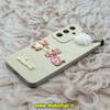 قاب گوشی Galaxy A55 سامسونگ طرح سیلیکونی ژله ای سه بعدی برجسته عروسکی محافظ لنز دار پام پام سفید کد E40-12457