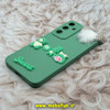 قاب گوشی Galaxy A55 سامسونگ طرح سیلیکونی ژله ای سه بعدی برجسته عروسکی محافظ لنز دار پام پام سبز کد E40-12459