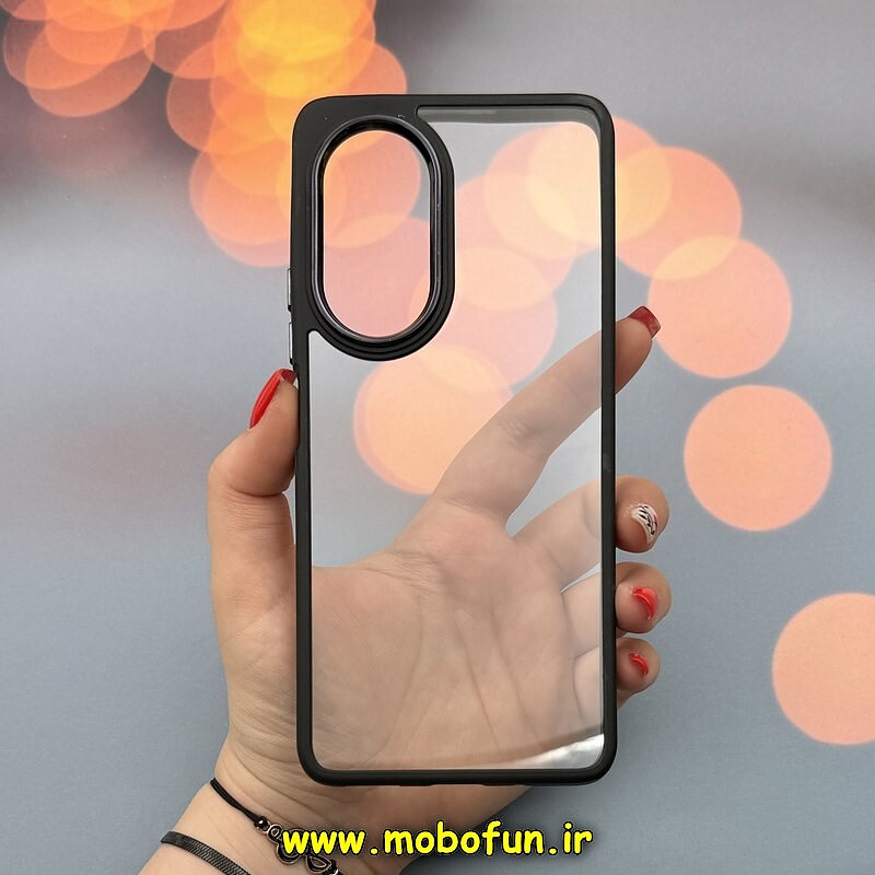 قاب گوشی Huawei Nova 9 SE هوآوی اورجینال متال کیس Metal طرح پشت طلق شفاف دور سیلیکونی مشکی کد 12625