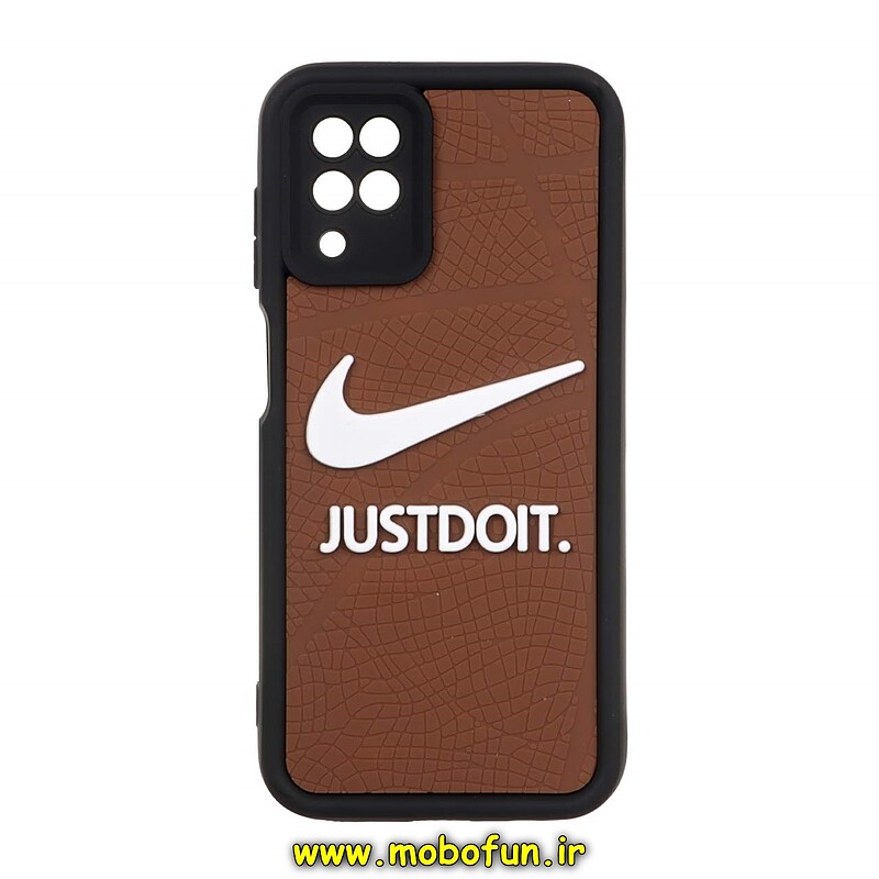 قاب گوشی Galaxy A12 - Galaxy M12 سامسونگ طرح سیلیکونی Solid عروسکی برجسته محافظ لنزدار طرح نایکی NIKE مشکی قهوه ای کد 21933