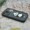 قاب گوشی iPhone 15 Pro Max آیفون طرح سیلیکونی Solid عروسکی برجسته محافظ لنزدار طرح پاندا PANDA خاکستری کد 22089
