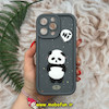 قاب گوشی iPhone 15 Pro Max آیفون طرح سیلیکونی Solid عروسکی برجسته محافظ لنزدار طرح پاندا PANDA خاکستری کد 22089