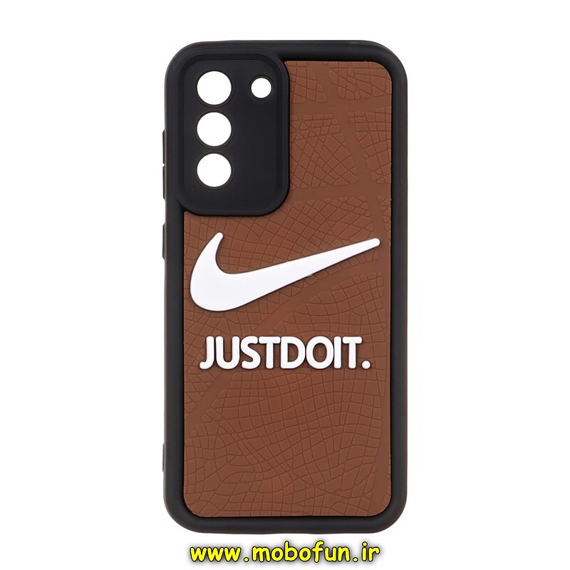 قاب گوشی Galaxy S21 FE سامسونگ طرح سیلیکونی Solid عروسکی برجسته محافظ لنزدار طرح نایکی NIKE مشکی قهوه ای کد 22192