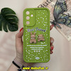قاب گوشی Galaxy A15 سامسونگ طرح سیلیکونی Solid عروسکی خرسی جیر محافظ لنزدار سبز فسفری کد 12738