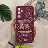 قاب گوشی Galaxy A25 سامسونگ طرح سیلیکونی Solid عروسکی خرسی جیر محافظ لنزدار زرشکی کد 12741