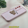 قاب گوشی Galaxy A35 سامسونگ طرح سیلیکونی Solid عروسکی خرسی جیر محافظ لنزدار صورتی کد 12751