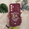 قاب گوشی Galaxy A35 سامسونگ طرح سیلیکونی Solid عروسکی خرسی جیر محافظ لنزدار زرشکی کد 12755