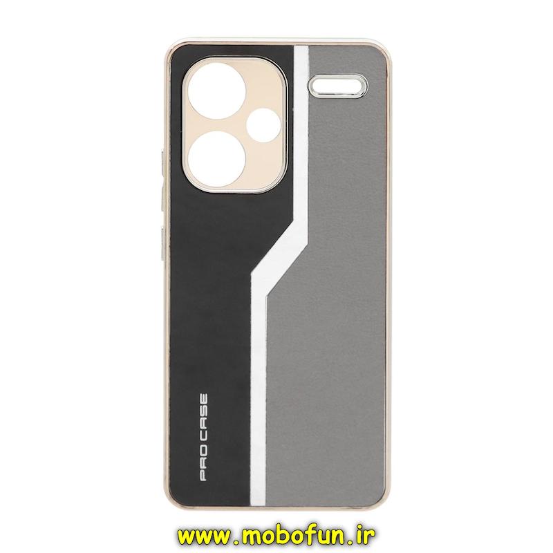 قاب گوشی Redmi Note 13 Pro Plus شیائومی طرح PVD چرمی مدل PORSCHE محافظ لنز دار مشکی طوسی کد 22556
