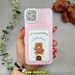 قاب گوشی iPhone 11 Pro Max آیفون ژله ای جاکارتی دار محافظ لنز دار کپسولی طرح خرس تدی کد 22771
