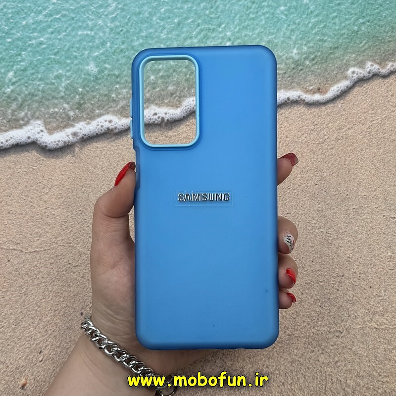 قاب گوشی Galaxy A12 - Galaxy M12 سامسونگ اورجینال پاستیلی مات دوتیکه لوگو برجسته آبی 13231