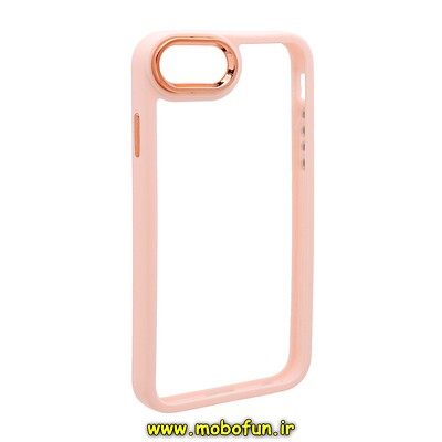 قاب گوشی iPhone 6 - iPhone 6s - iPhone 7 - iPhone 8 - iPhone SE 2020 - iPhone SE 2022 آیفون اورجینال متال کیس Metal طرح پشت طلق شفاف دور سیلیکونی گلبهی کد 23007