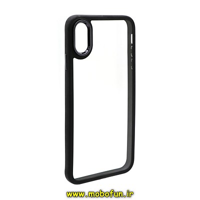 قاب گوشی iPhone XS Max آیفون اورجینال متال کیس Metal طرح پشت طلق شفاف دور سیلیکونی مشکی کد 23025