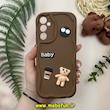 قاب گوشی Galaxy A05S سامسونگ طرح سیلیکونی ژله ای سولید SOLID منحنی سه بعدی برجسته عروسکی COFFEE Baby محافظ لنز دار شکلاتی کد 13777