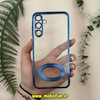 قاب گوشی Galaxy A25 سامسونگ طرح الکتروپلیتینگ ژله ای شفاف اورجینال طرح مگ سیف محافظ لنز دار آبی کد 13584