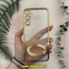 قاب گوشی Galaxy A25 سامسونگ طرح الکتروپلیتینگ ژله ای شفاف اورجینال طرح مگ سیف محافظ لنز دار طلایی کد 13586