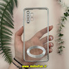 قاب گوشی Galaxy A32 4G سامسونگ طرح الکتروپلیتینگ ژله ای شفاف اورجینال طرح مگ سیف محافظ لنز دار نقره ای کد 13591