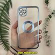 قاب گوشی iPhone 11 Pro Max آیفون طرح الکتروپلیتینگ ژله ای شفاف اورجینال طرح مگ سیف محافظ لنز دار آبی کد 13643