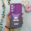 قاب گوشی Galaxy A55 سامسونگ طرح سیلیکونی سولید کیس Solid عروسکی برجسته محافظ لنزدار طرح کرومی دو رنگ بنفش طوسی کد 13907