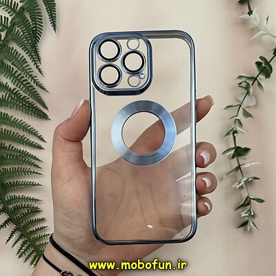 قاب گوشی iPhone 13 Pro آیفون طرح الکتروپلیتینگ ژله ای شفاف اورجینال طرح مگ سیف محافظ لنز دار آبی کد 13660