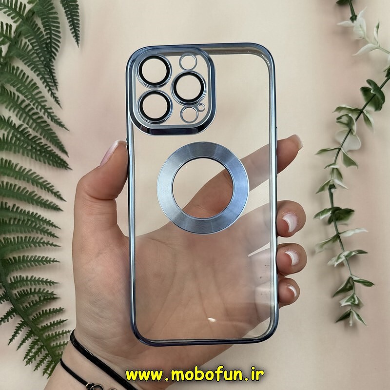 قاب گوشی iPhone 13 Pro آیفون طرح الکتروپلیتینگ ژله ای شفاف اورجینال طرح مگ سیف محافظ لنز دار آبی کد 13660