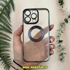 قاب گوشی iPhone 13 Pro آیفون طرح الکتروپلیتینگ ژله ای شفاف اورجینال طرح مگ سیف محافظ لنز دار مشکی کد 13662