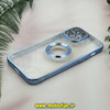 قاب گوشی iPhone 13 Pro Max آیفون طرح الکتروپلیتینگ ژله ای شفاف اورجینال طرح مگ سیف محافظ لنز دار آبی کد 13663