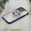 قاب گوشی iPhone 13 Pro Max آیفون طرح الکتروپلیتینگ ژله ای شفاف اورجینال طرح مگ سیف محافظ لنز دار بنفش کد 13664