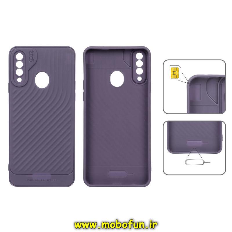 قاب گوشی Galaxy A20S سامسونگ اورجینال GEAR4 سیلیکونی راه راه محافظ لنز دار بنفش کد 23757