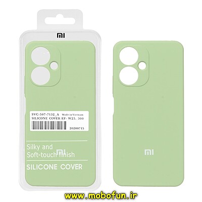 قاب گوشی Redmi 13 4G - Redmi 13 5G - Poco M6 4G شیائومی سیلیکونی اورجینال پاک کنی درجه یک زیربسته محافظ لنزدار سبز روشن کد 23941