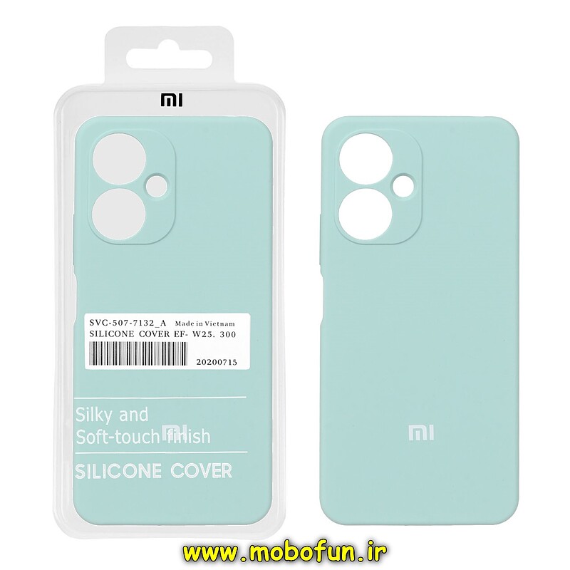 قاب گوشی Redmi 13 4G - Redmi 13 5G - Poco M6 4G شیائومی سیلیکونی اورجینال پاک کنی درجه یک زیربسته محافظ لنزدار سبزآبی کد 23942