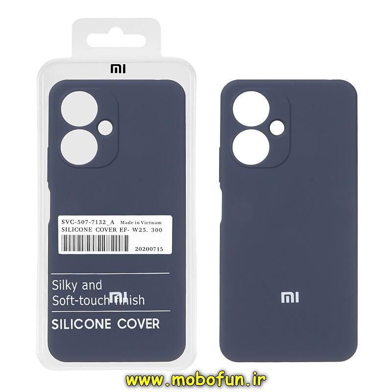 قاب گوشی Redmi 13 4G - Redmi 13 5G - Poco M6 4G شیائومی سیلیکونی اورجینال پاک کنی درجه یک زیربسته محافظ لنزدار سرمه ای کد 23944